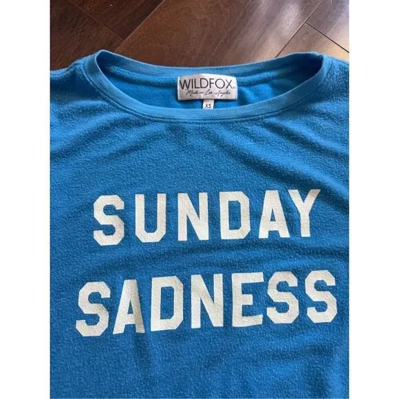 Wildfox XS Sunday Sadness blue sweatshirt - Picture 4 of 5